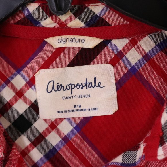 2/$20 Aeropostale 100% cotton red plaid shirt b5 - Picture 3 of 6
